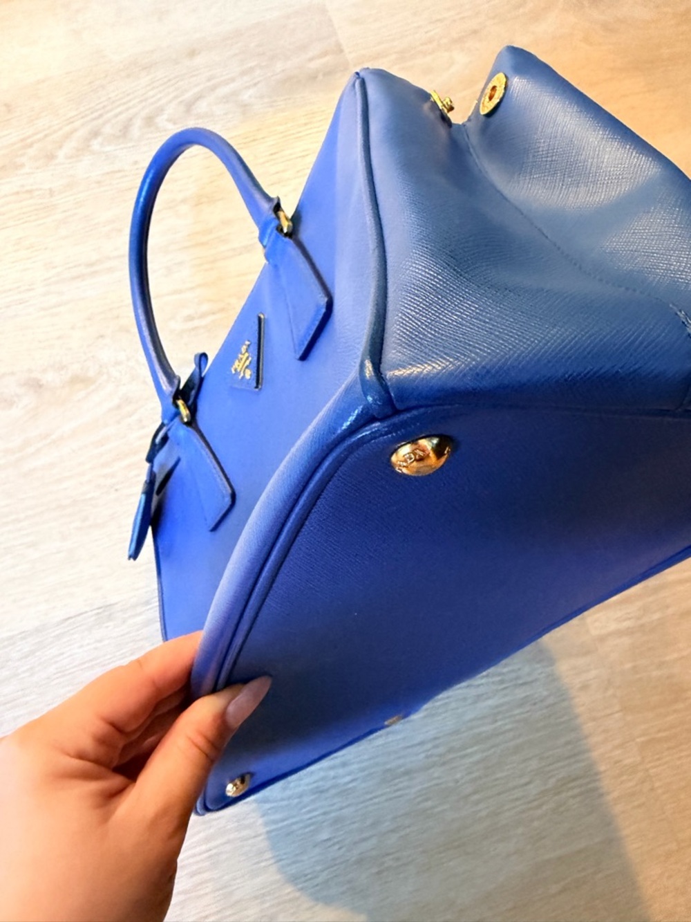 Prada Blue Saffiano Satchel with Gold Hardware - Picture 4 of 13